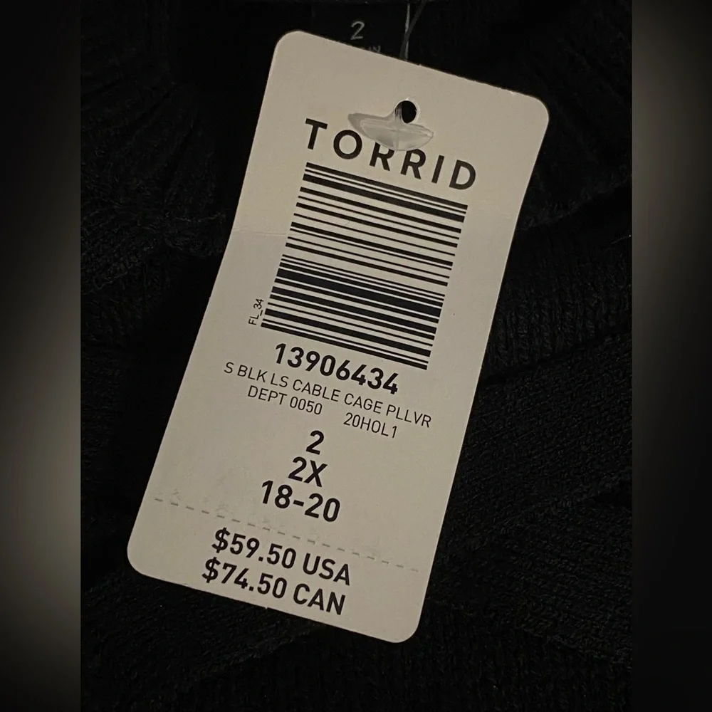 NWT Torrid Black Cable Cage Long Sleeve Pullover Sweater Size 2 (2X) - Picture 4 of 13
